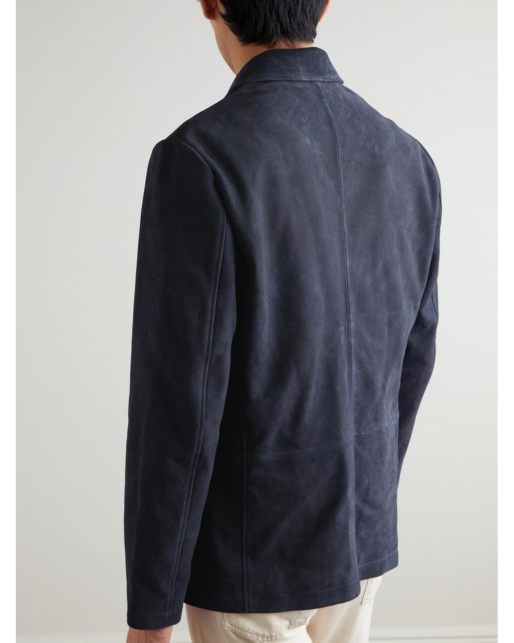 Mr P. Blue Suede Suit Jacket for men