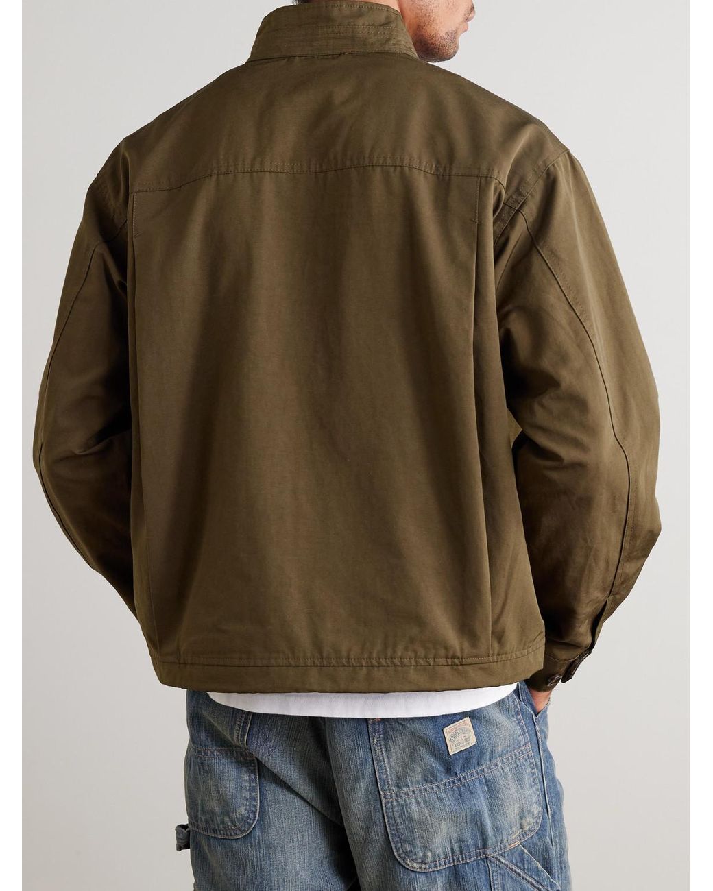 FRIZMWORKS Buddy Cropped Cotton-Blend Twill Harrington Jacket in Green für Herren