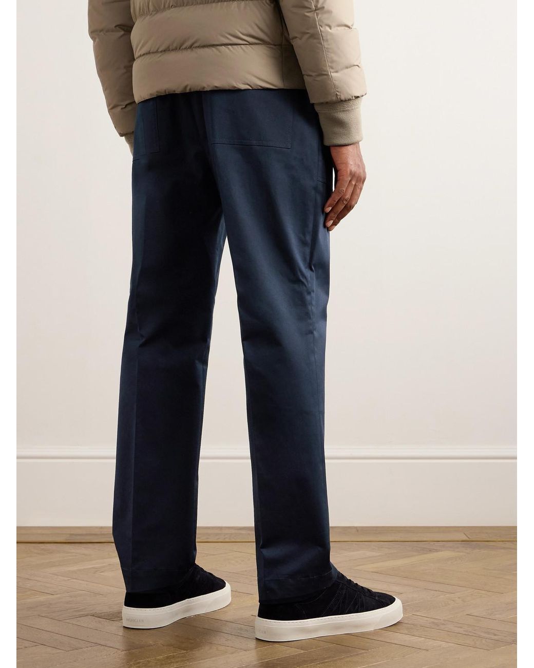 Moncler Blue Tapered Cotton-blend Gabardine Trousers for men