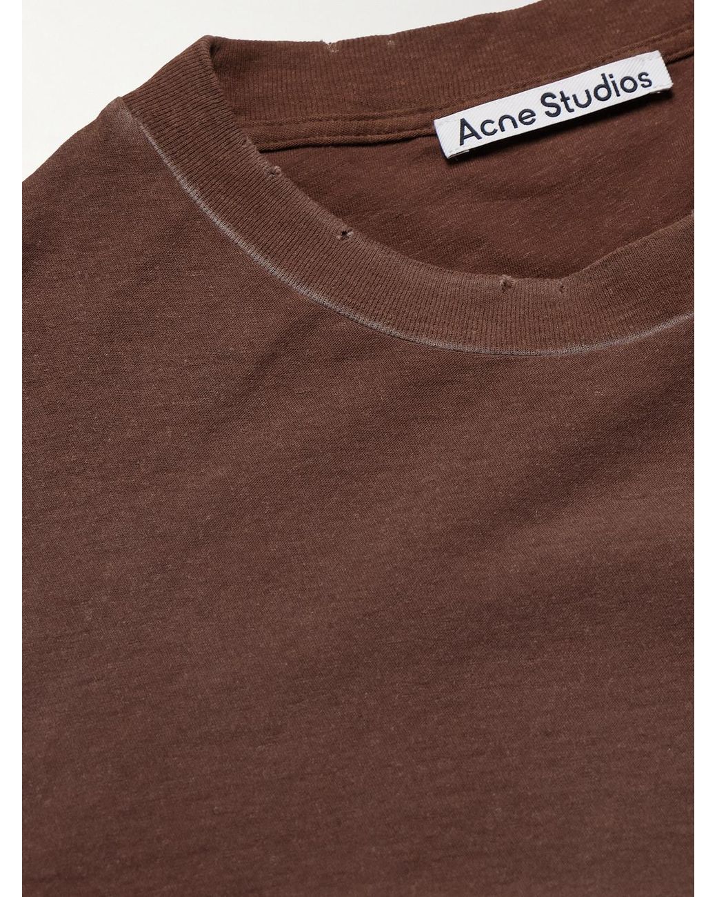 Acne Brown Exford U Oversized Logo-Print Distressed Cotton-Jersey T-Shirt for men