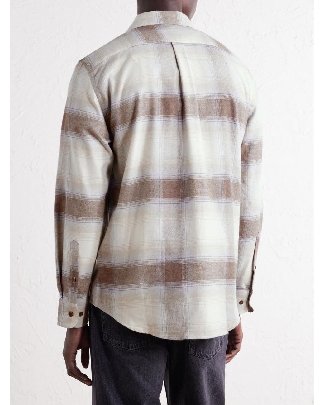 Portuguese Flannel Natural Pantine Checked Cotton-Flannel Shirt for men