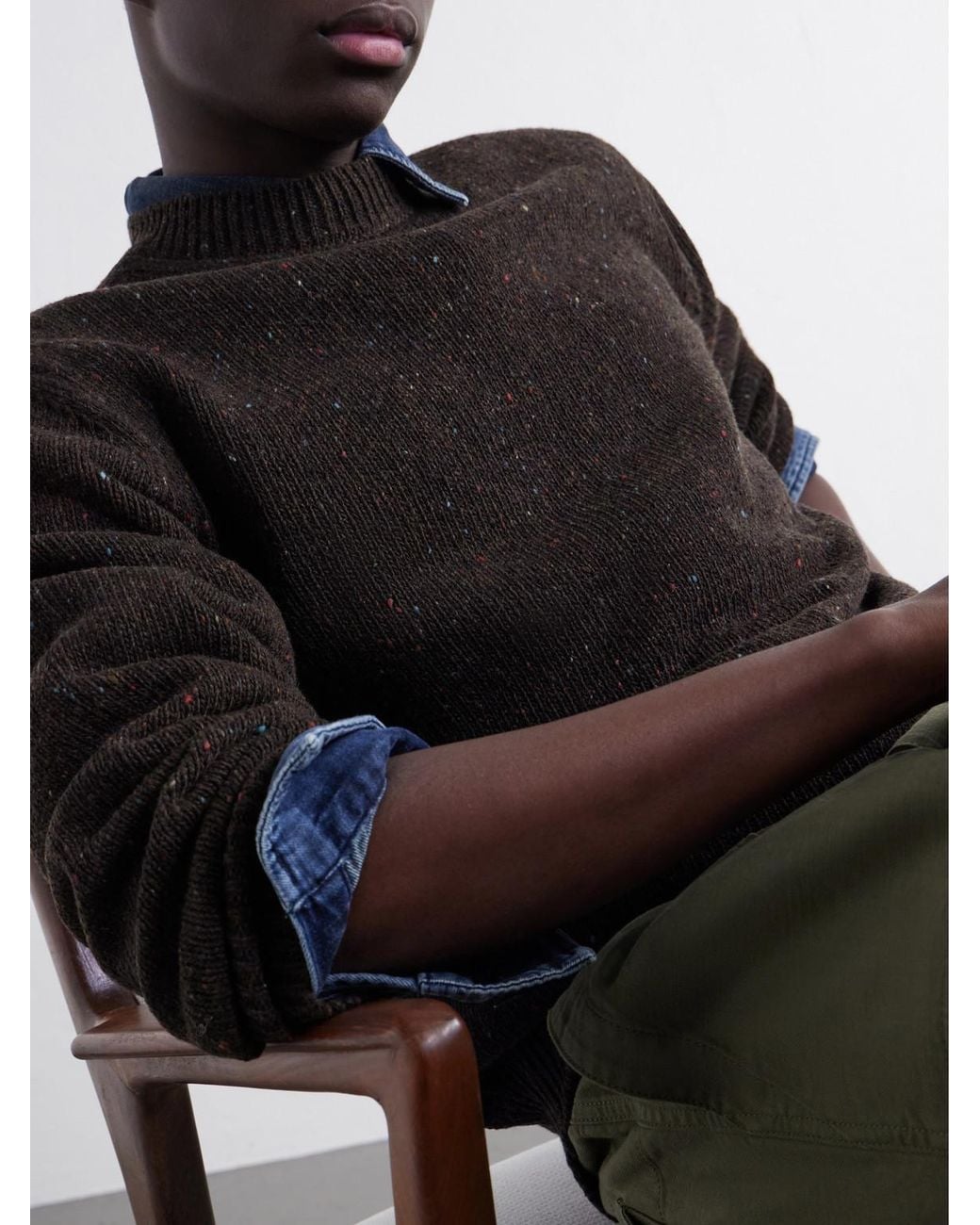 Drake's Black Donegal Mélange Wool, Cashmere And Silk-Blend Sweater for men