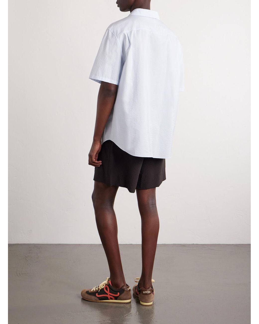Loewe White Paula's Ibiza Logo-Embroidered Cotton-Blend Shirt for men