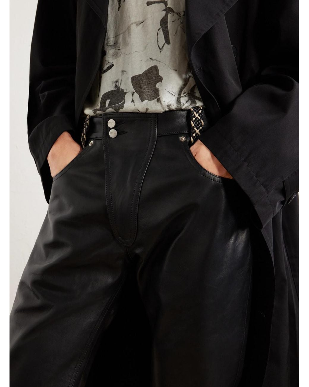Enfants Riches Deprimes Gray Moto Fly Straight-Leg Embellished Leather Trousers for men