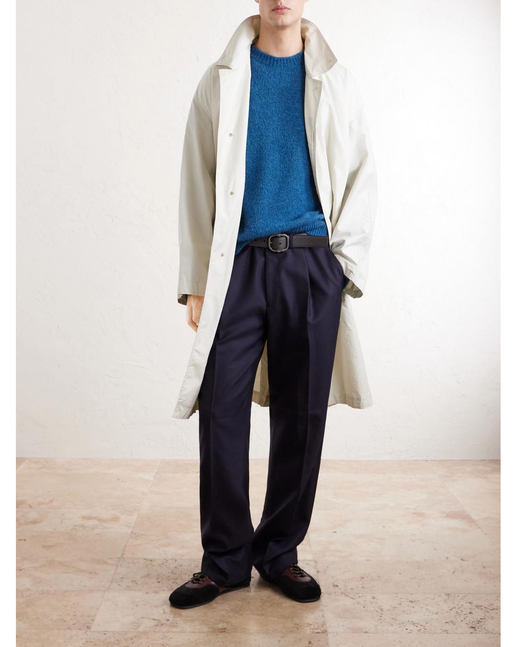 Dries Van Noten Blue Brushed Alpaca-Blend Sweater for men