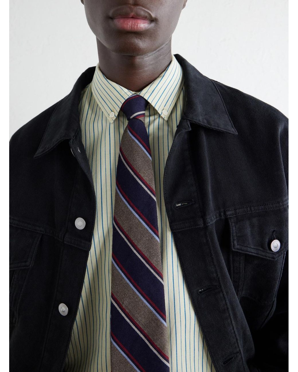 Visvim White Beiler Striped Cotton Oxford Shirt for men