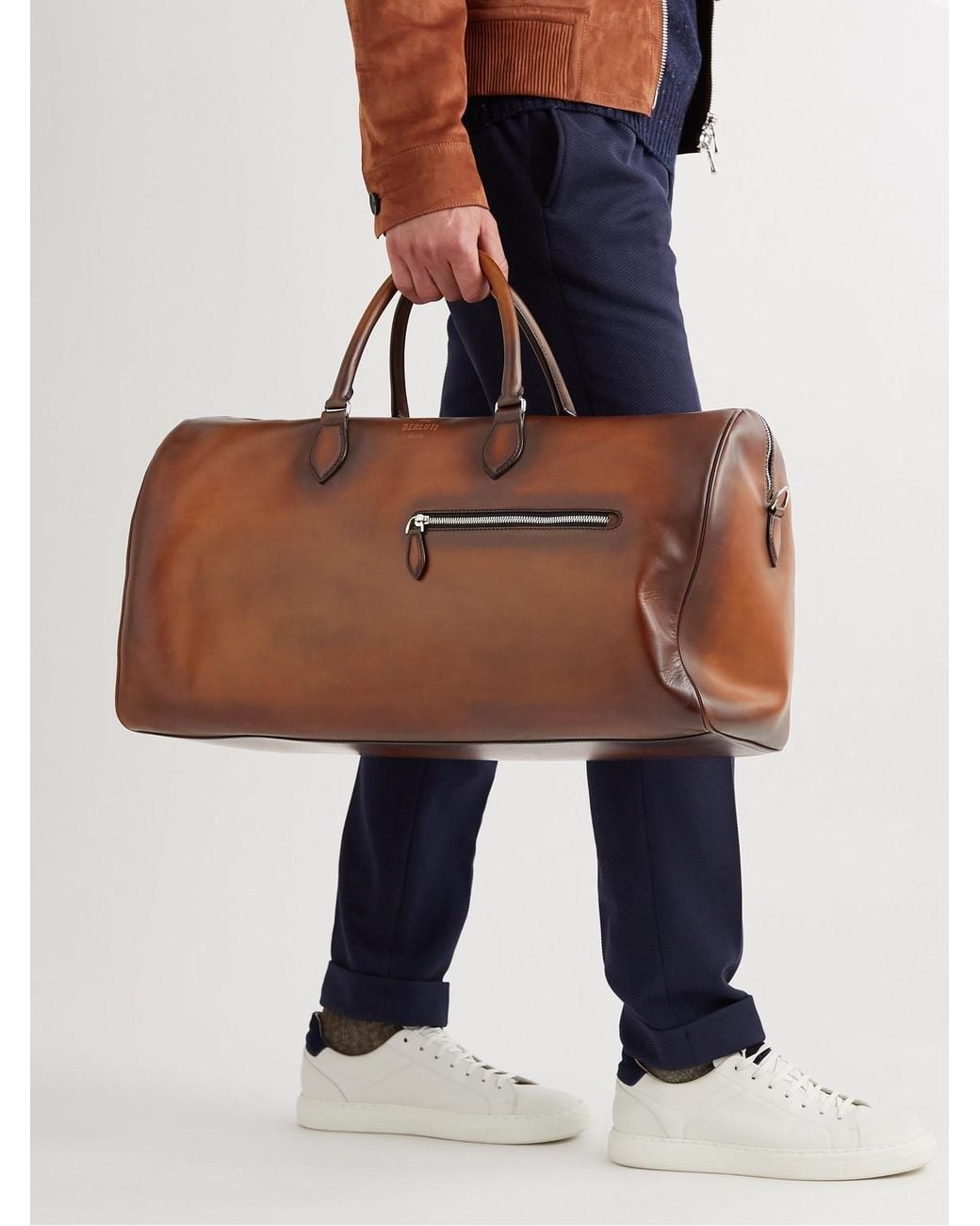 Berluti Brown Jour Off Scritto Venezia Leather Duffle Bag for men