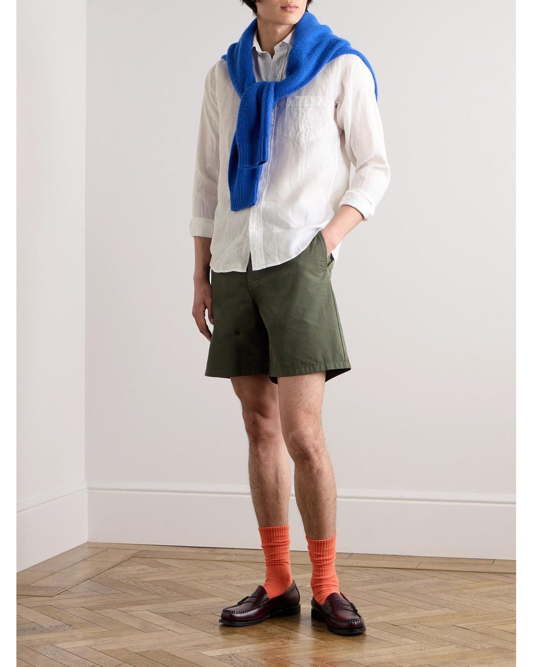 Drake's White Linen Shirt for men