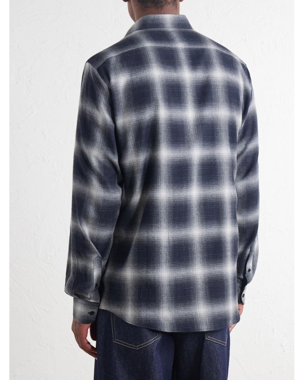 Sunspel Gray Checked Cotton-Flannel Shirt for men