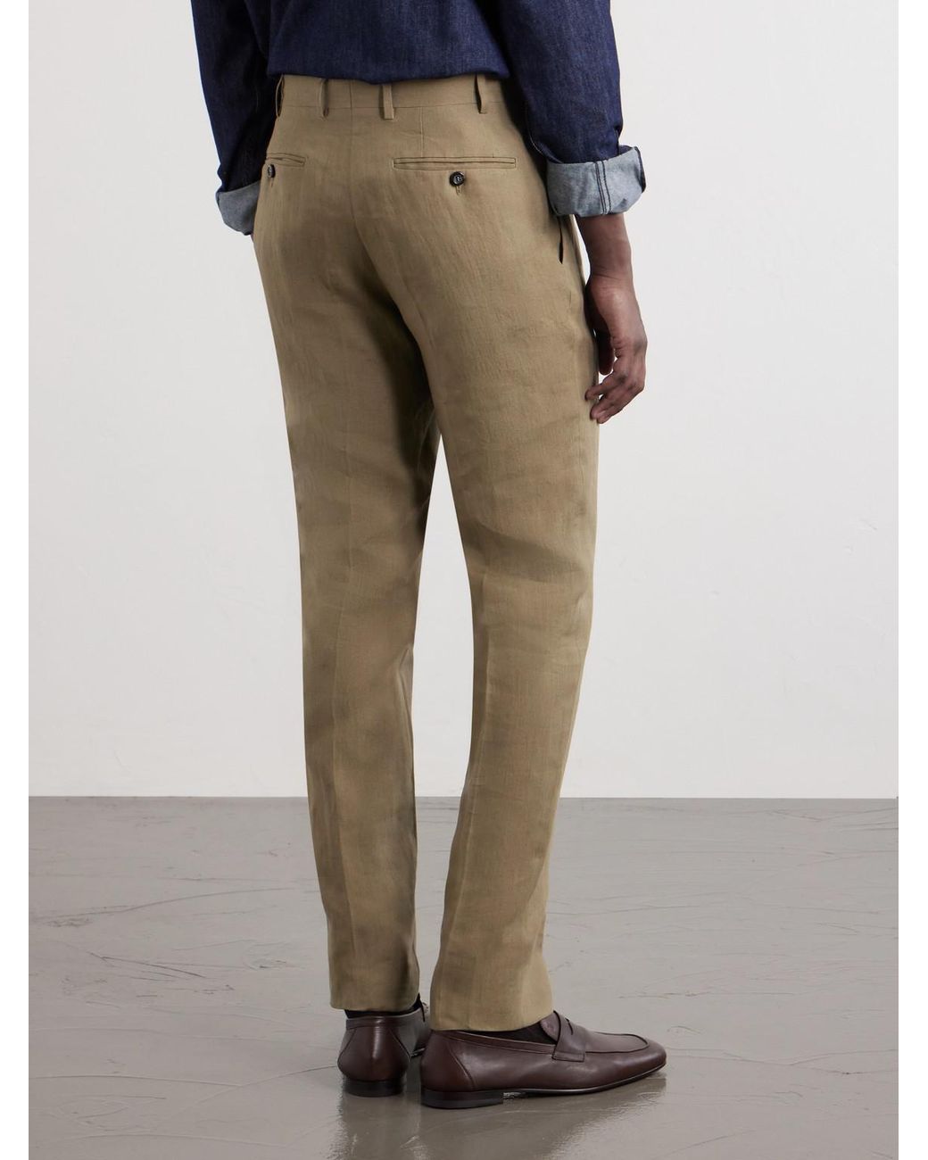 Canali Natural Straight-Leg Linen Suit Trousers for men