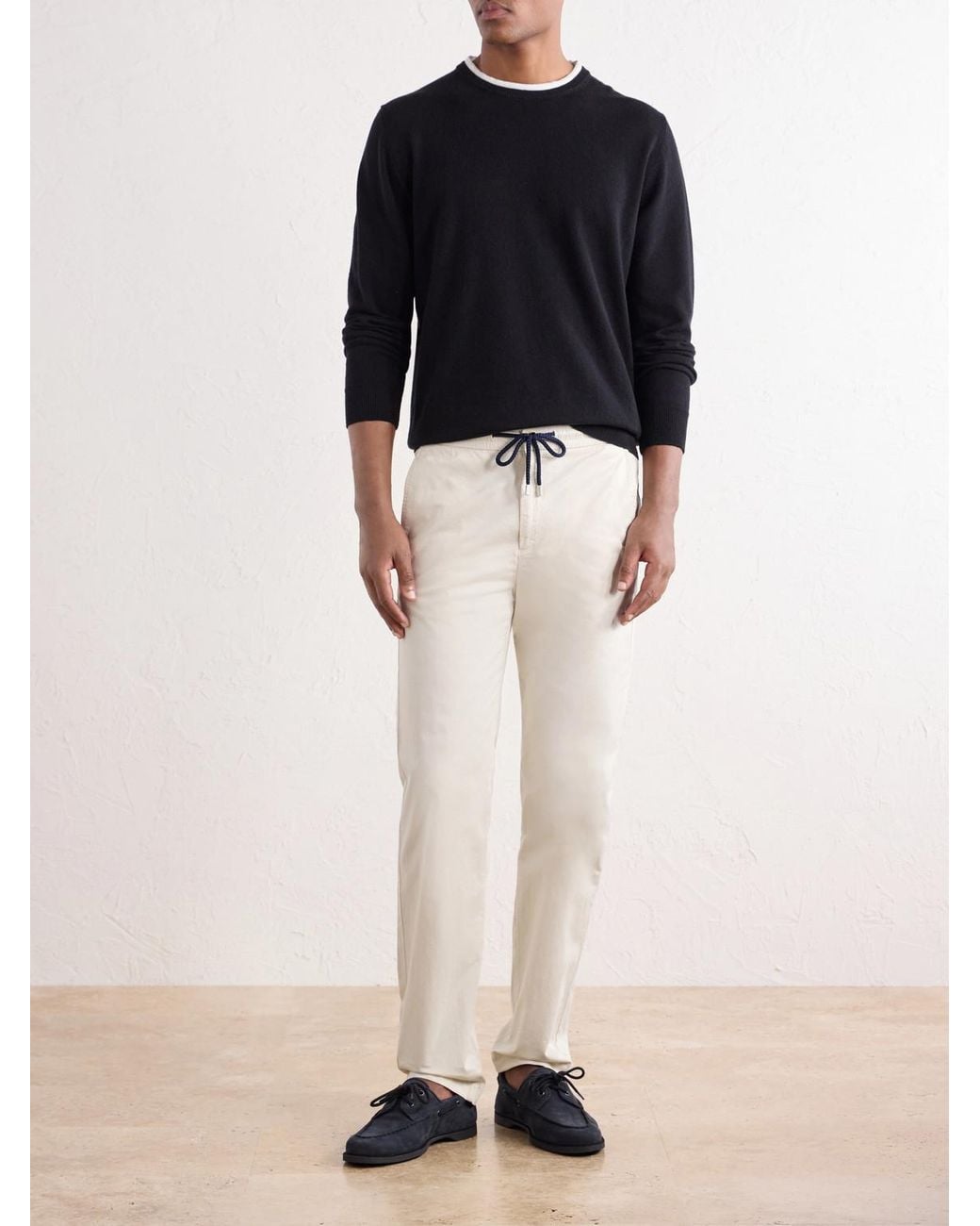 Vilebrequin White Paulo Straight-Leg Cotton-Blend Satin Drawstring Trousers for men