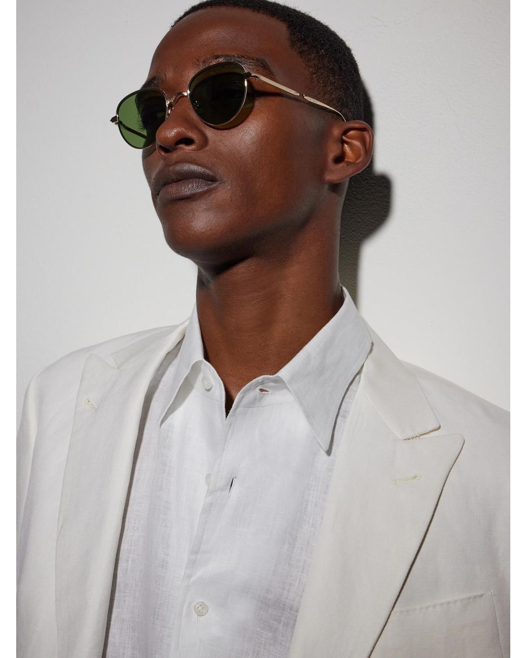 Garrett Leight Green Wells J Round-Frame-Tone Titanium Sunglasses for men