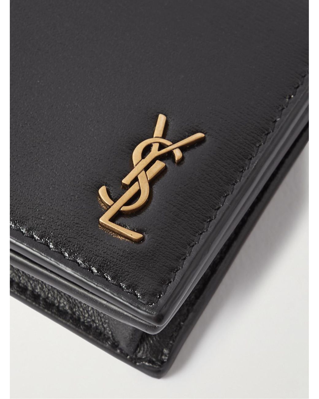 Saint Laurent Black Logo-Appliquéd Leather Cardholder for men