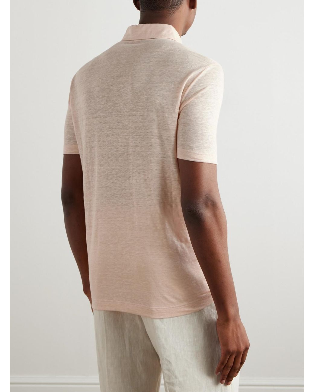 Loro Piana Natural Linen Polo Shirt for men