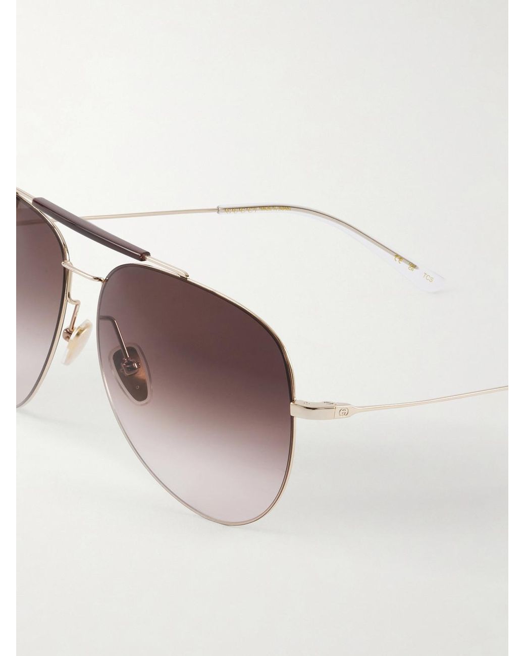 Gucci Metallic Pure Light Aviator-Style-Tone Sunglasses for men