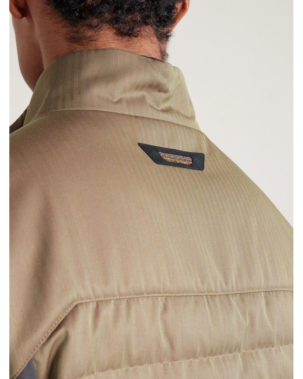 Sease Natural Intrepid Shell-trimmed Quilted Herringbone Virgin Wool Down Gilet for men