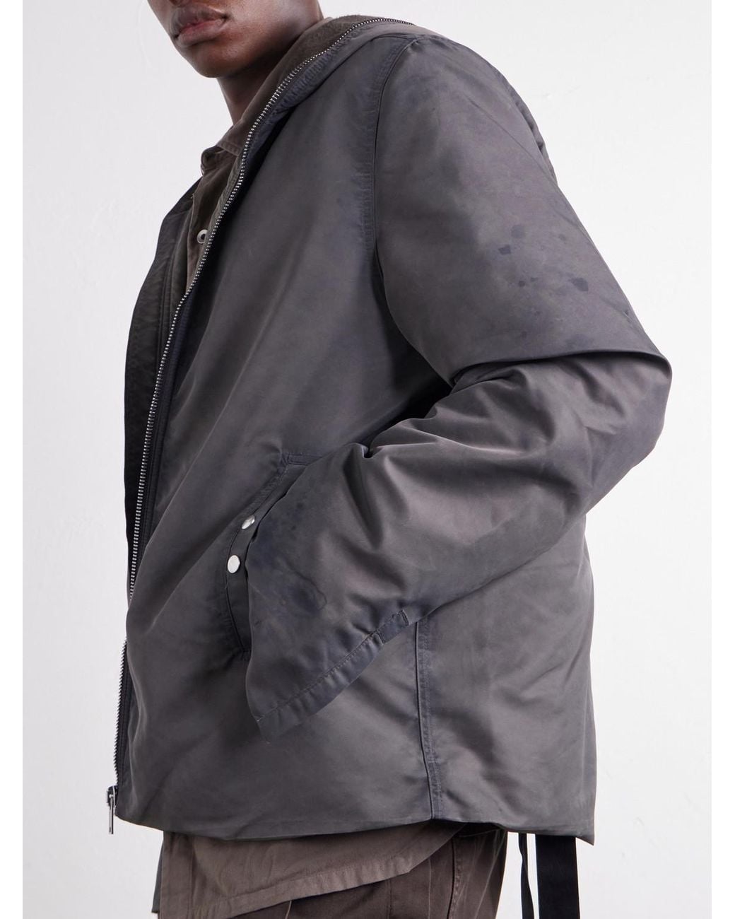 Rick Owens Gray Gimp Shell Hooded Jacket for men