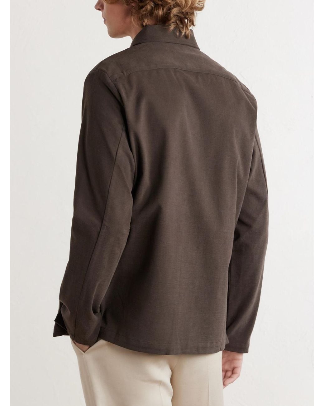 Massimo Alba Brown Florida Cotton-Blend Moleskin Overshirt for men