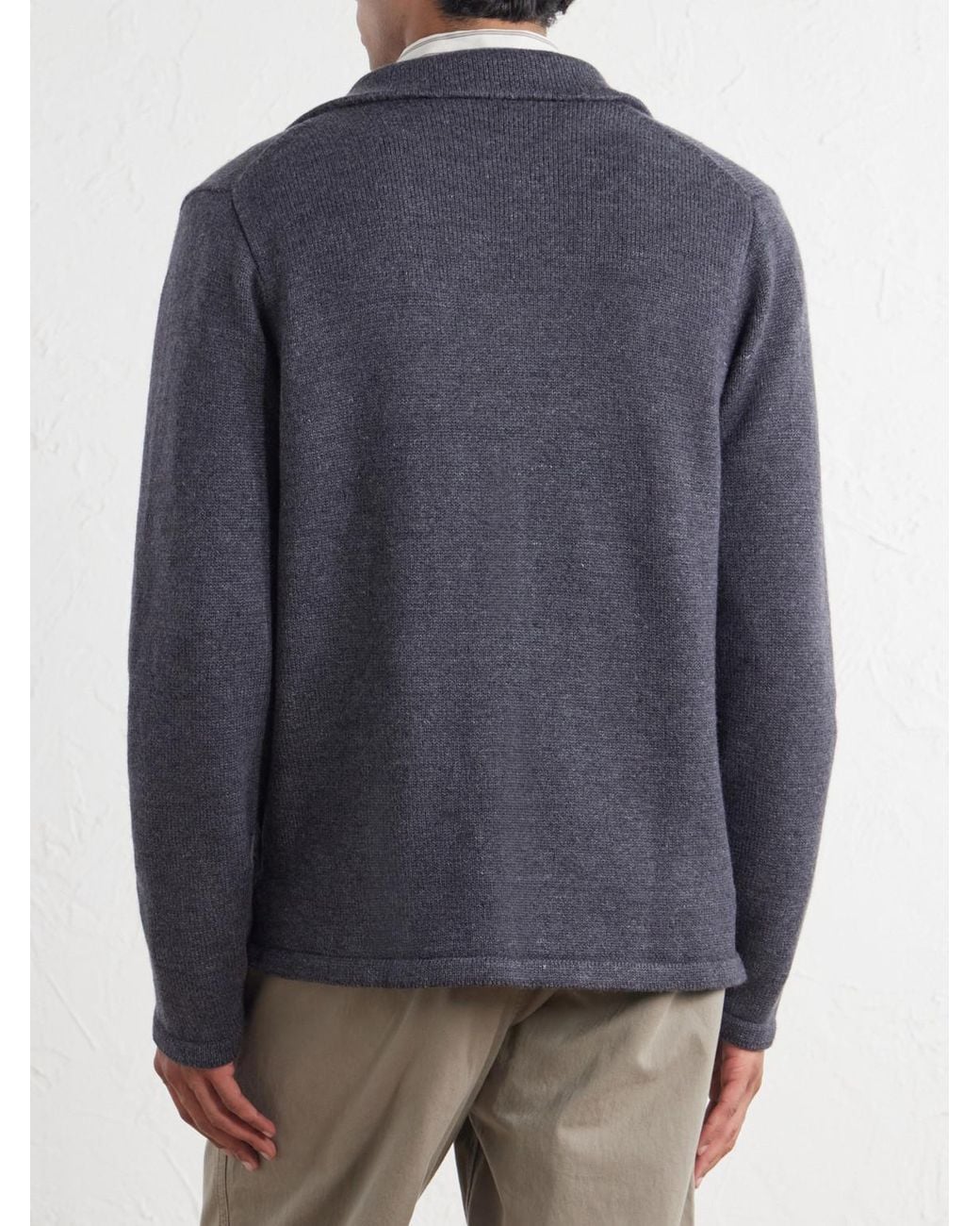 Inis Meáin Blue Merino Wool And Linen-Blend Cardigan for men