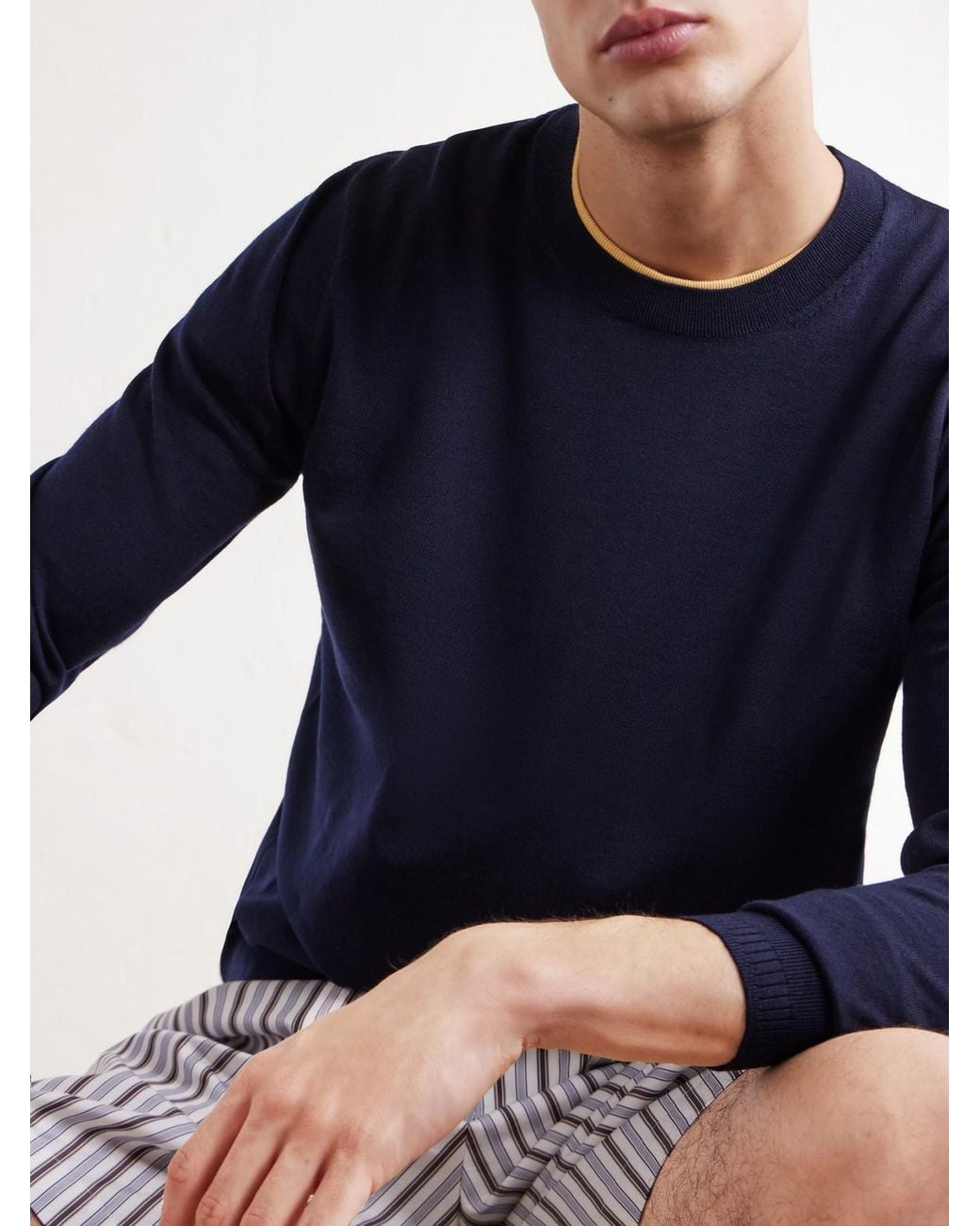 Dries Van Noten Blue Merino Wool Sweater for men