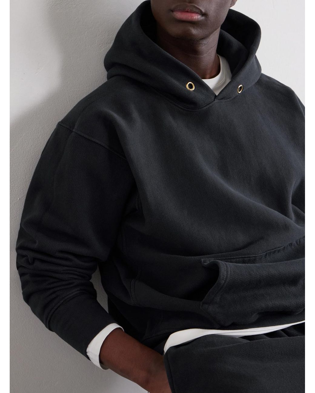 Les Tien Blue Heavyweight Structured-Fleece Cotton-Jersey Hoodie for men