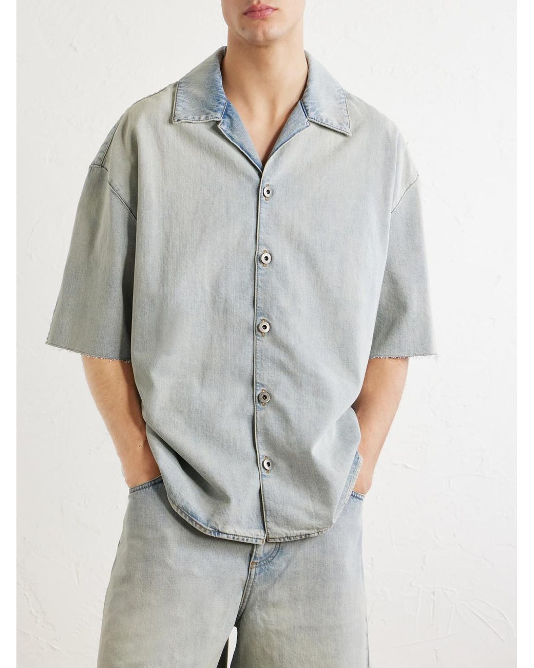 Loewe Blue Camp-Collar Denim Shirt for men