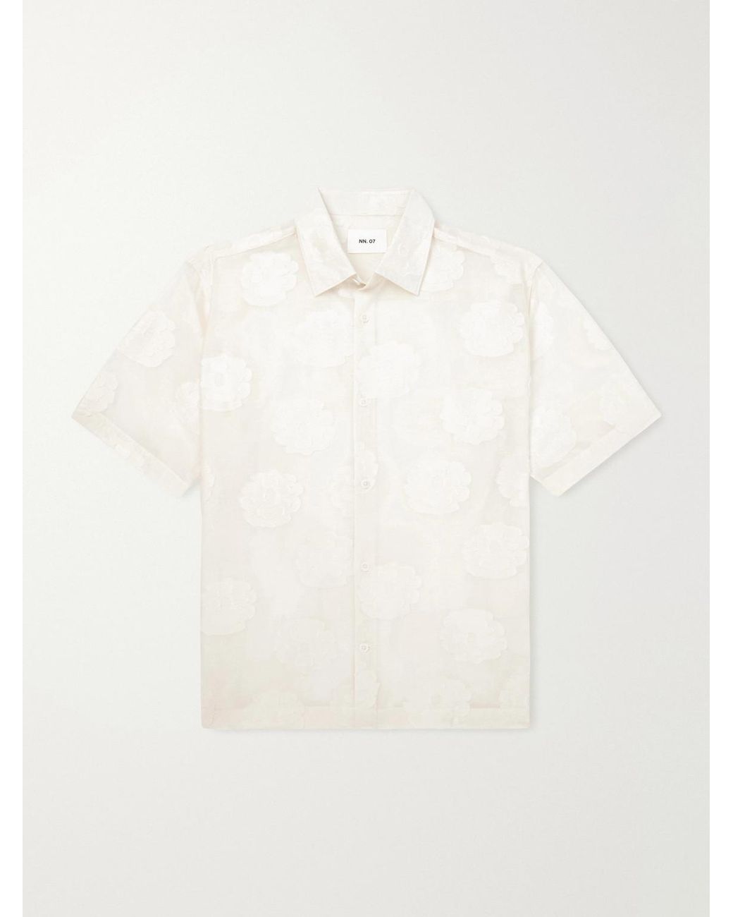 NN07 White Freddy 50045 Floral-Embroidered Organic Cotton-Blend Shirt for men