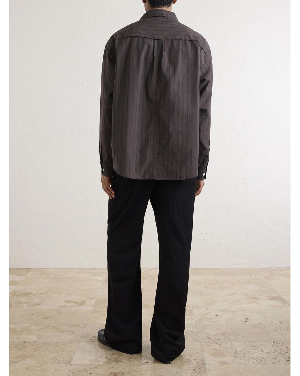 mfpen Brown Essay Pinstriped Cotton Shirt for men
