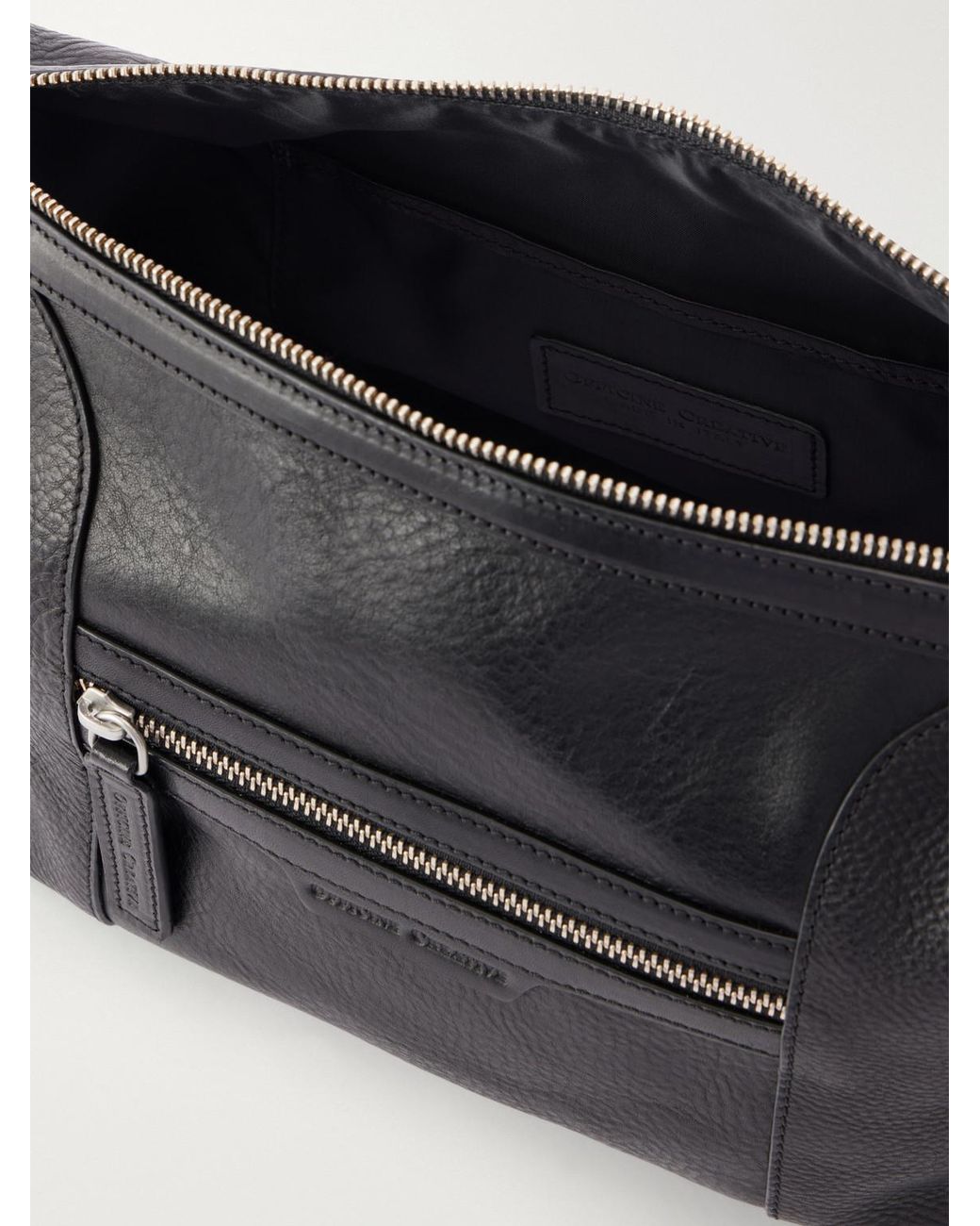 Officine Creative Black Jules/008 Full-Grain Leather Wash Bag for men