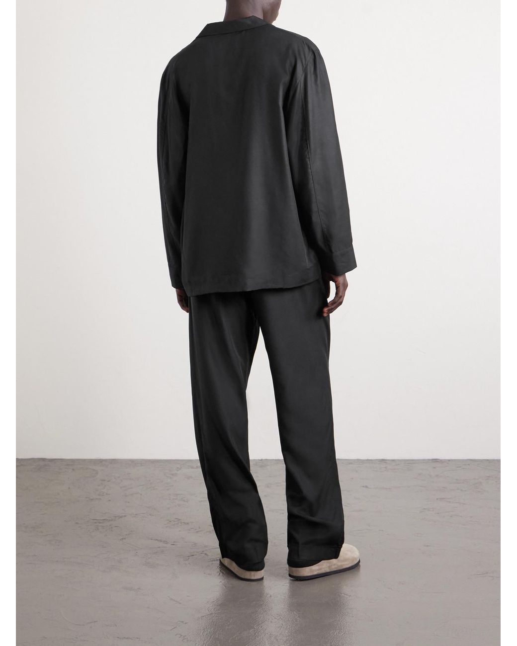 Camp-Collar Lyocell Pyjama Shirt di CDLP in Black da Uomo