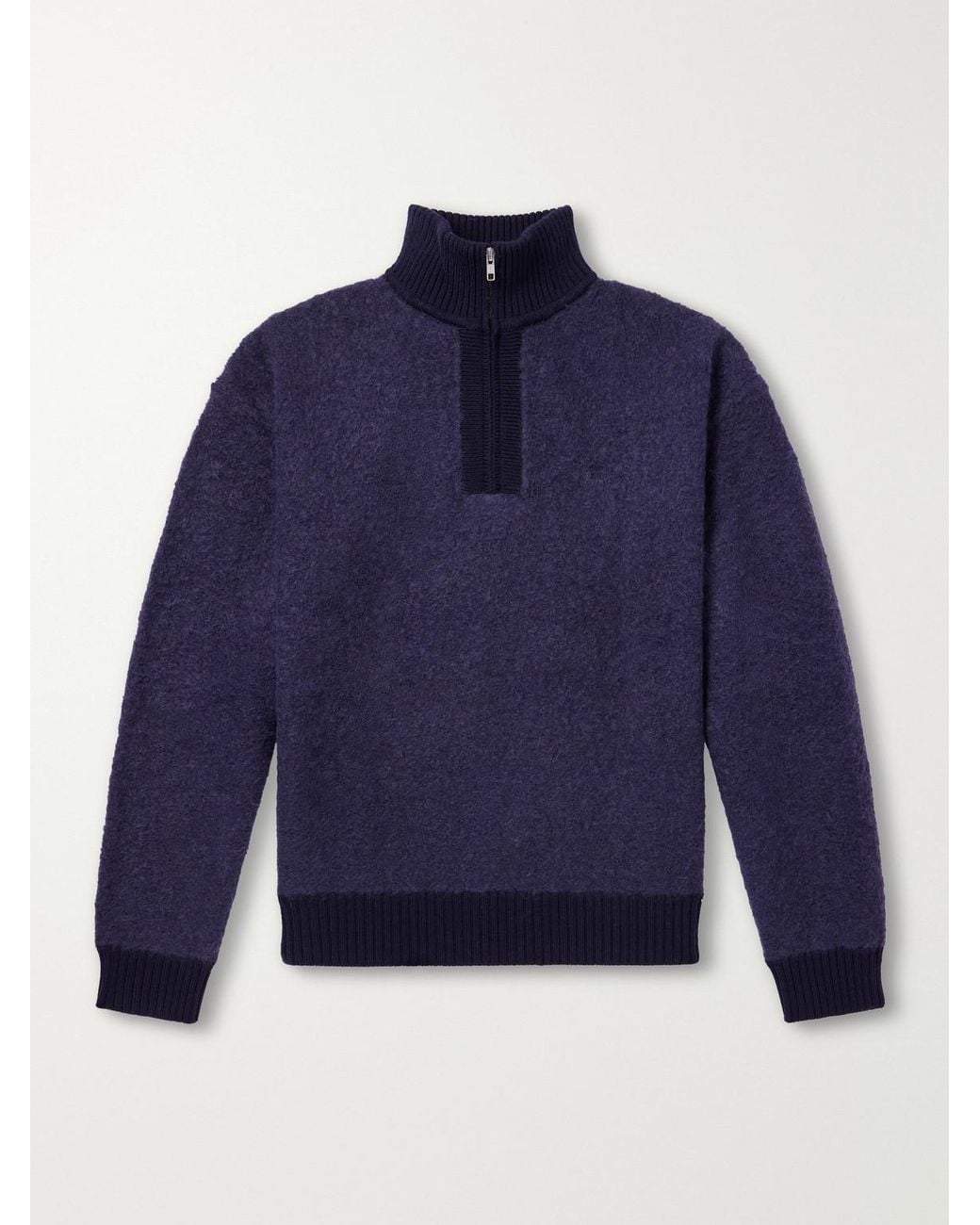 Aimé Leon Dore Blue Wool-Blend Felt Half-Zip Sweater for men