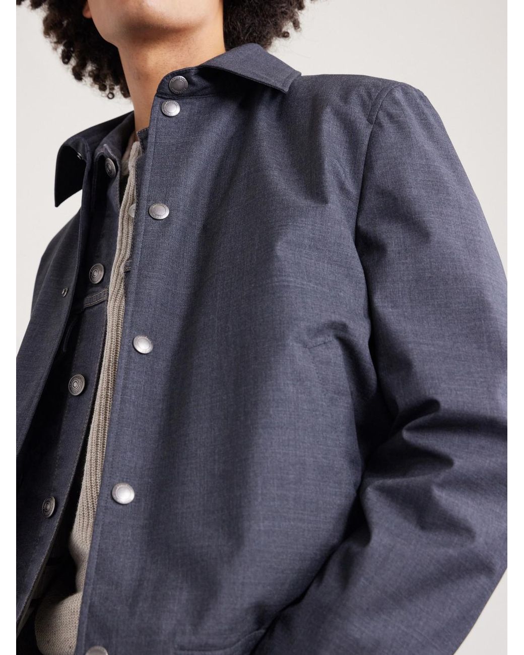Brunello Cucinelli Blue Virgin Wool Blouson Jacket for men