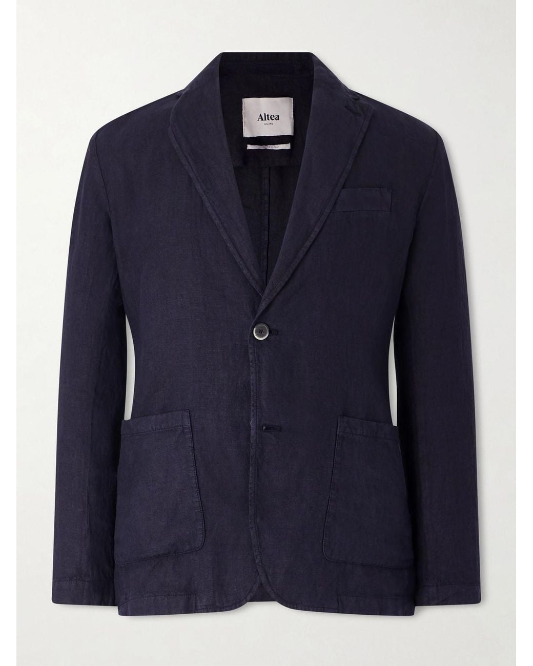 Altea Blue Aaron Garment-dyed Linen Blazer for men