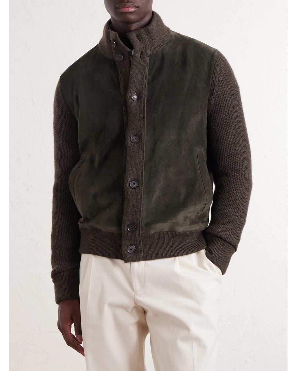 Zegna Black Oasi Cashmere And Suede Blouson Jacket for men