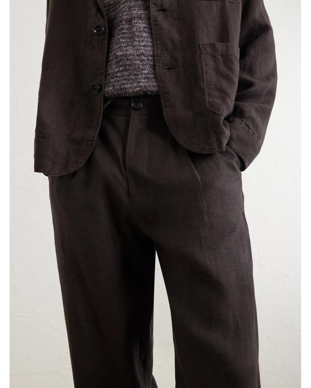 Oliver Spencer Black Coney Straight-Leg Pleated Linen Suit Trousers for men