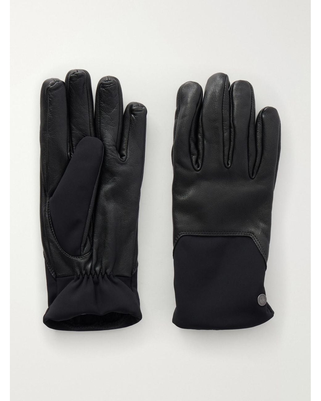 Canada Goose Black Mixed Media Shell-Trimmed Leather Gloves for men