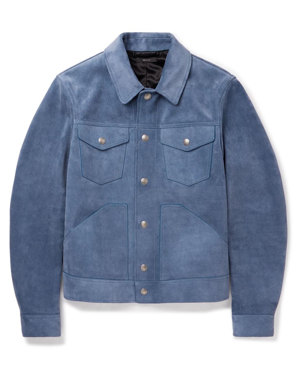 Tom Ford Slim-fit Brushed-suede Jacket in Blue for Men | Lyst
