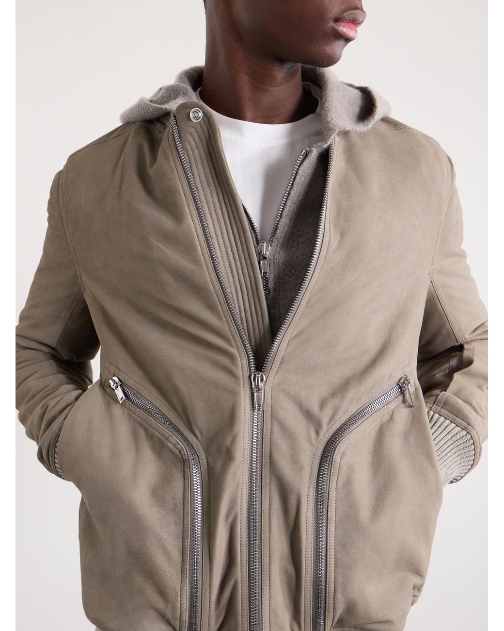 Rick Owens Gray Bauhaus Leather Zip-Up Flight Jacket for men