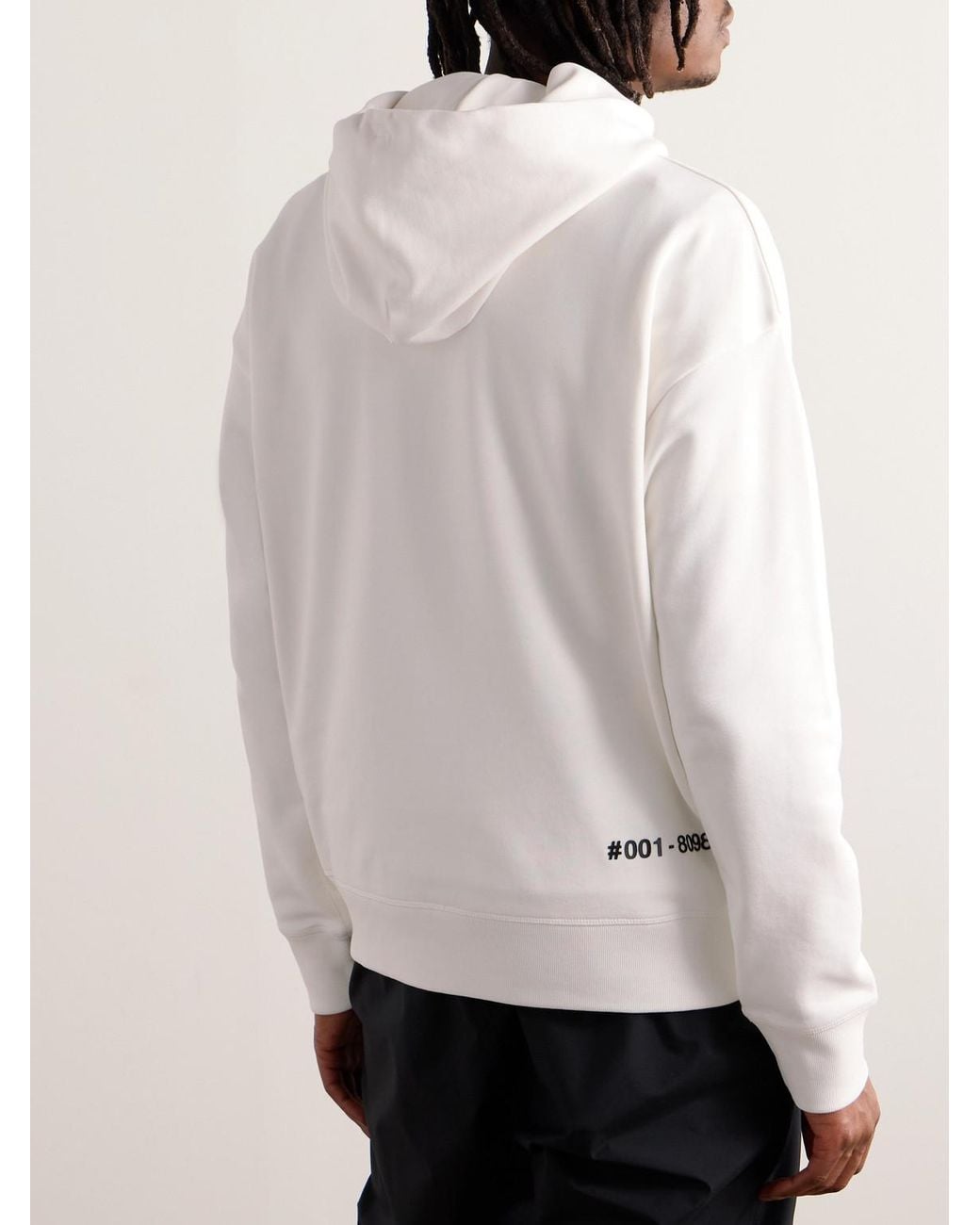 Moncler Natural Logo-appliquéd Cotton-jersey Hoodie for men
