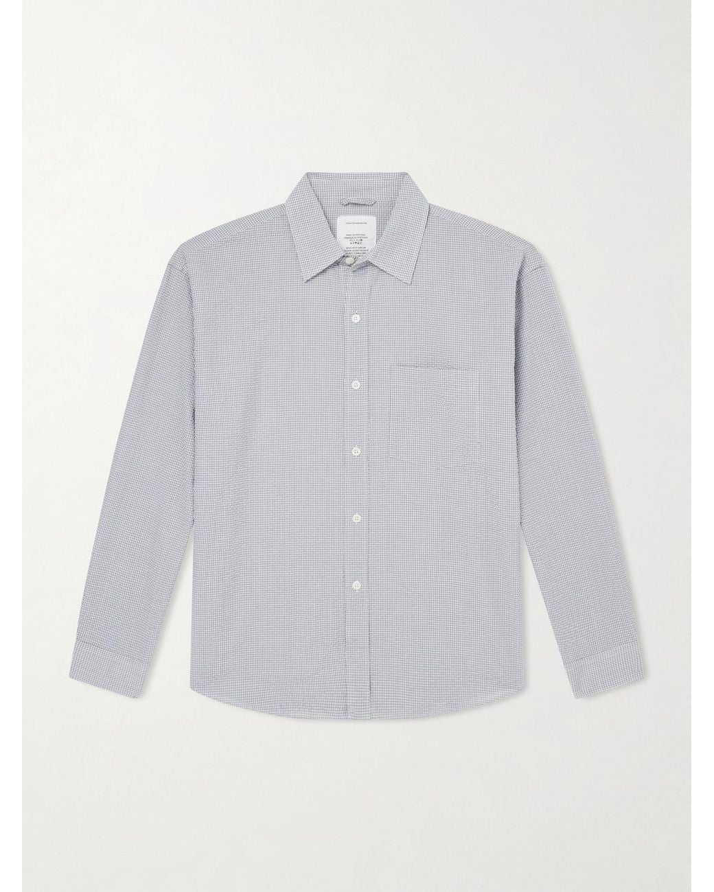 mfpen Gray Executive Checked Cotton-seersucker Shirt for men