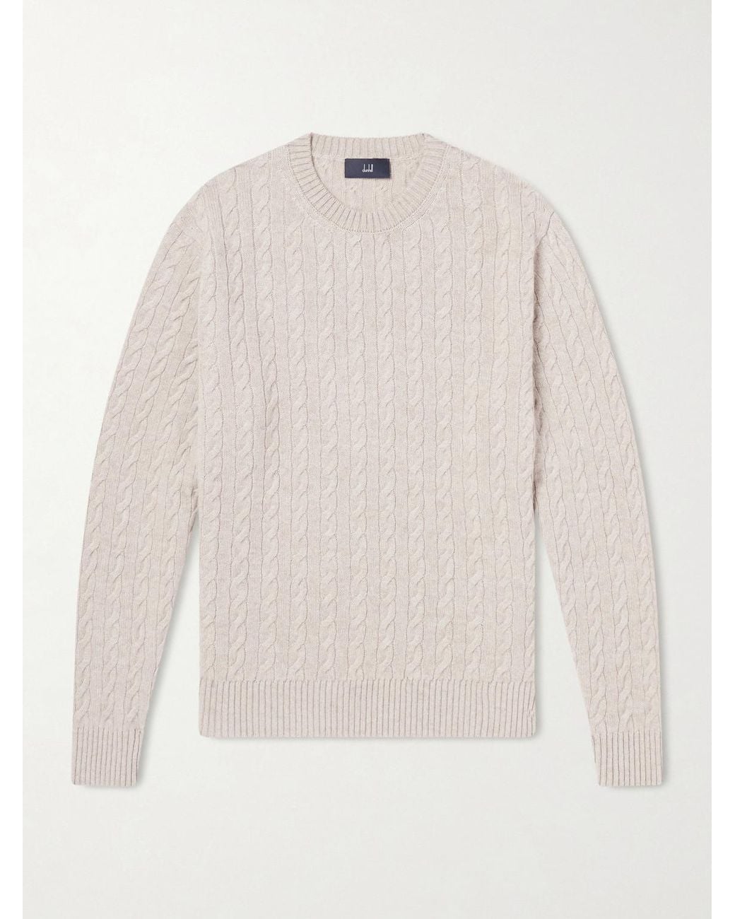 Dunhill White Cable-knit Cashmere And Linen-blend Sweater for men