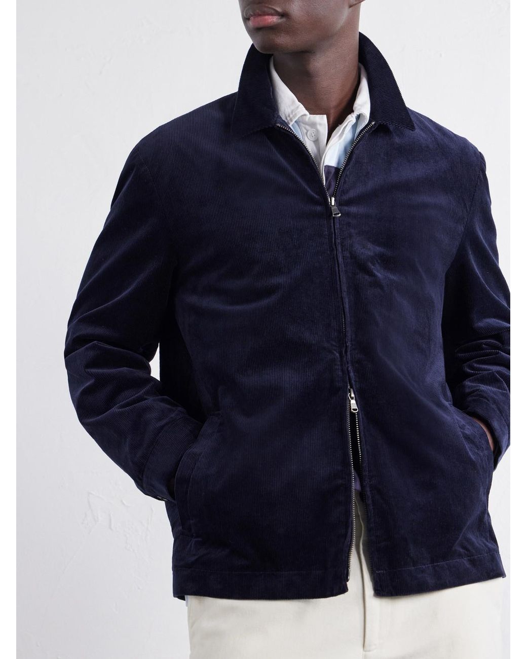 Sunspel Blue Cotton-Blend Corduroy Blouson Jacket for men