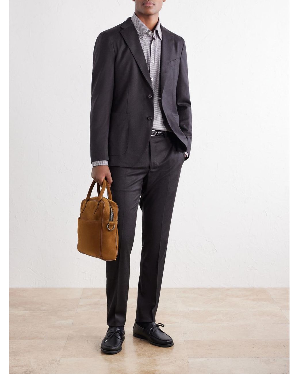Slowear Black Incotex Wool-blend Flannel Suit Jacket for men