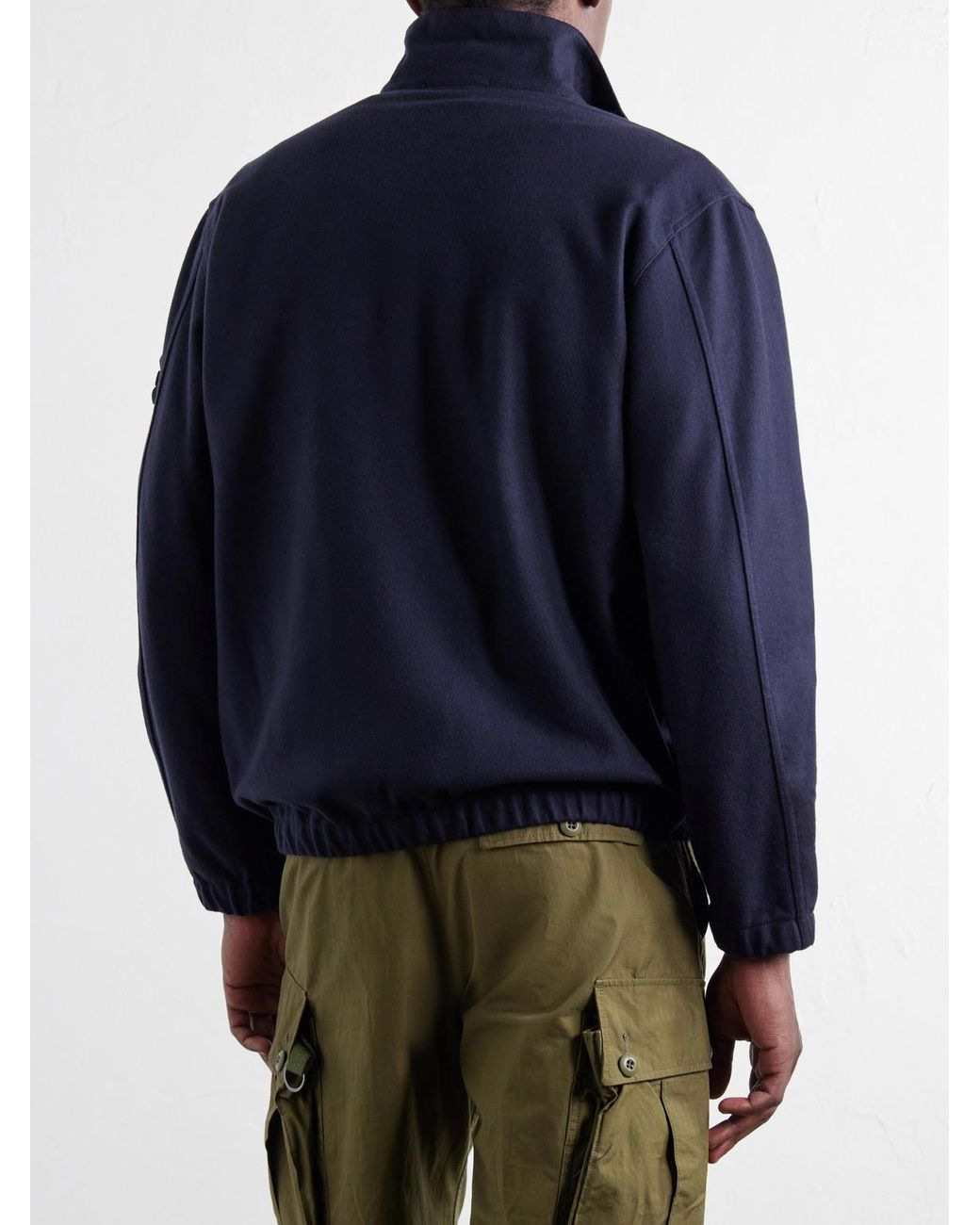 Stone Island Blue Garment-Dyed Wool Nylon Flannel-Tc Overshirt for men