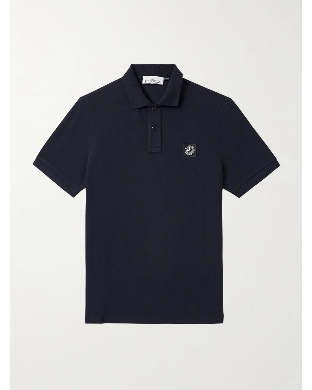 Stone Island Blue Organic Cotton-Blend Piqué Polo Shirt for men