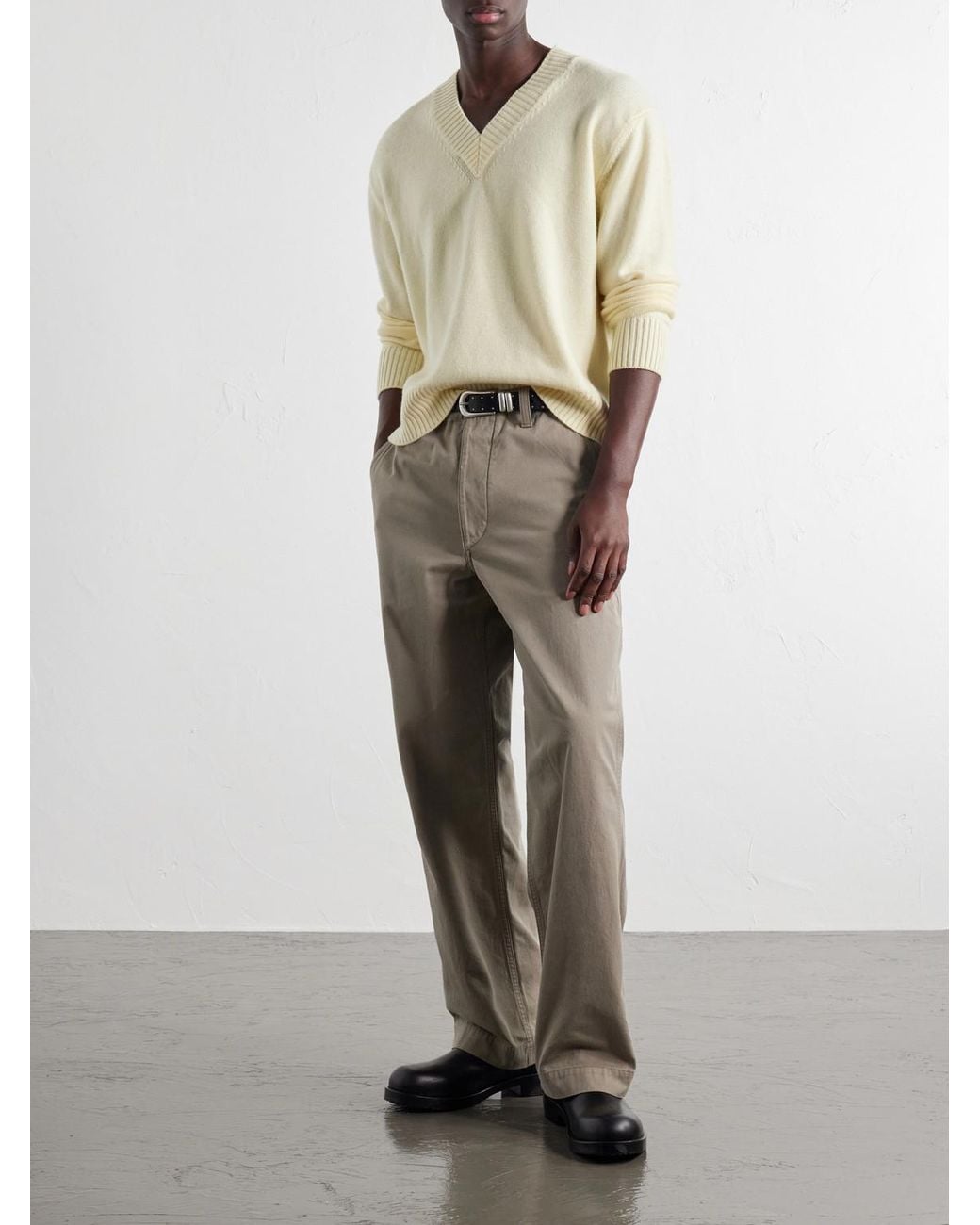 Second Layer Natural Vexed Wool And Cashmere-Blend Sweater for men