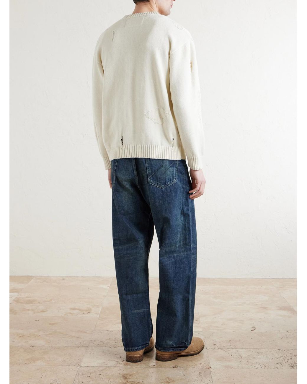 Neighborhood Natural Savage Cotton Crewneck Sweater for men
