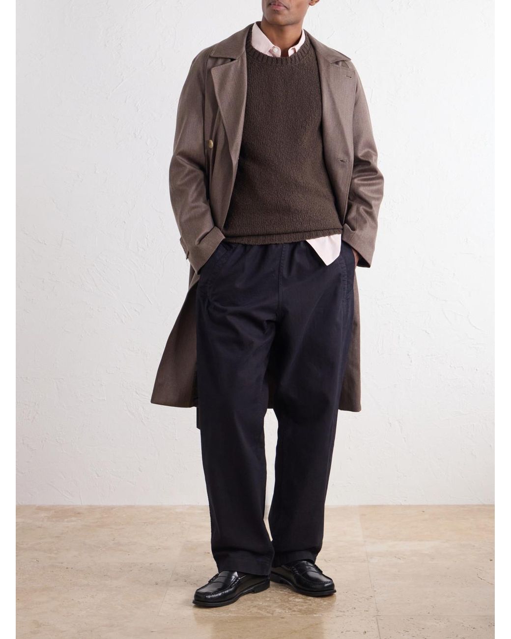 De Bonne Facture Brown Ribbed Wool Sweater for men