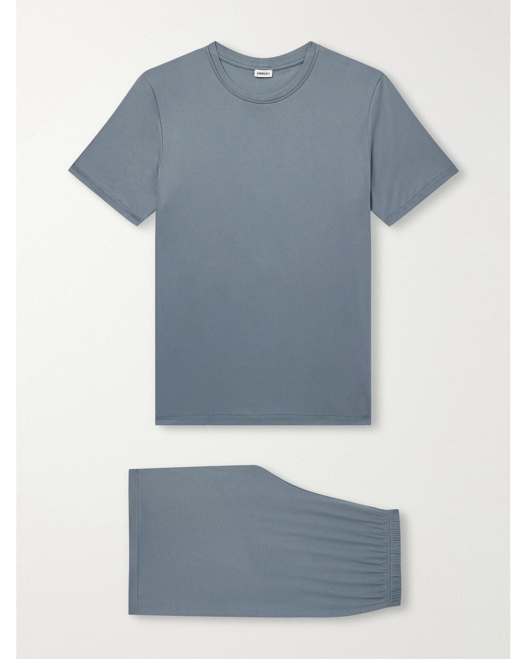 Zimmerli of Switzerland Blue Sea Island Cotton-Jersey Pyjama Set for men