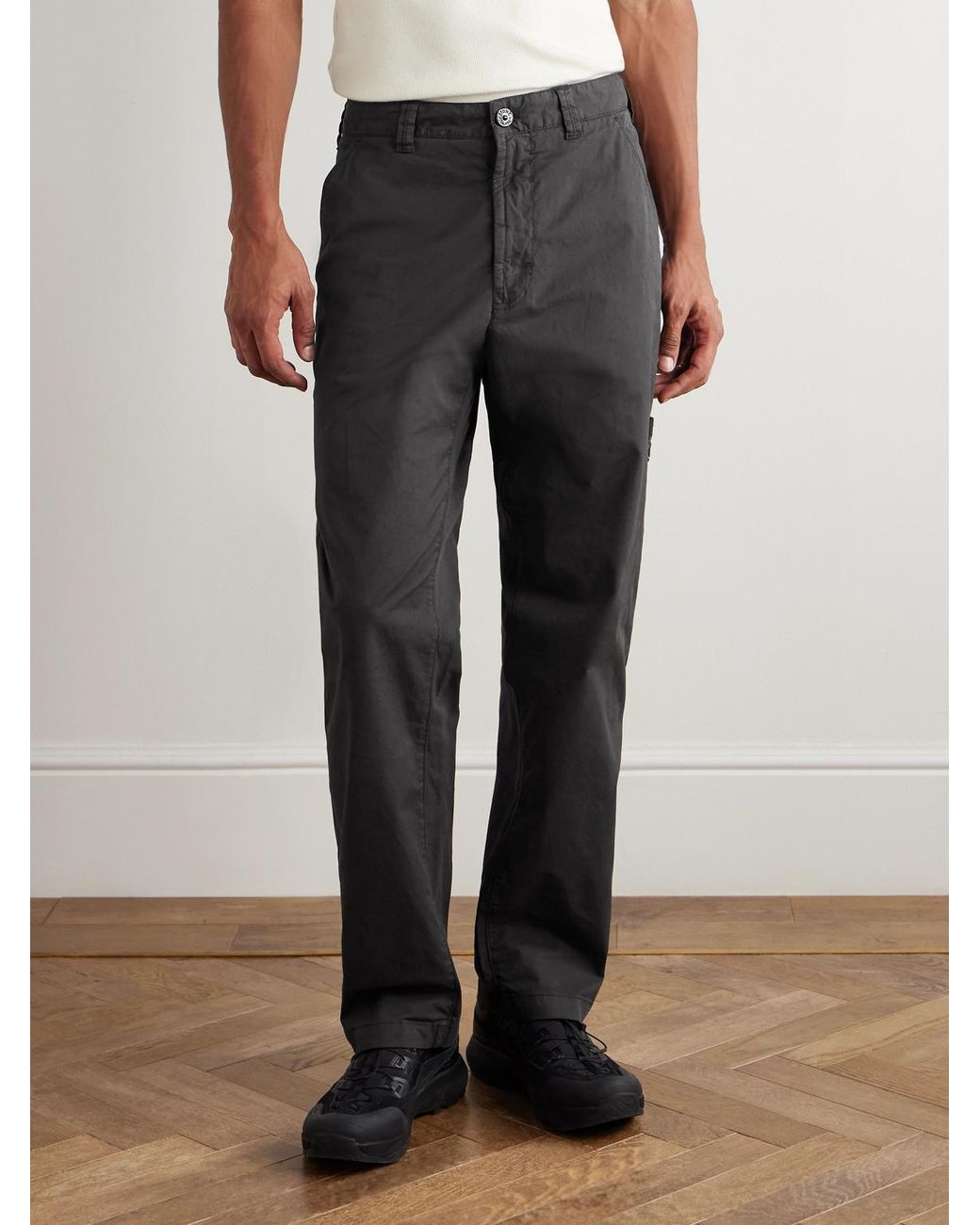 Stone Island Black Straight-Leg Econyl Trousers for men